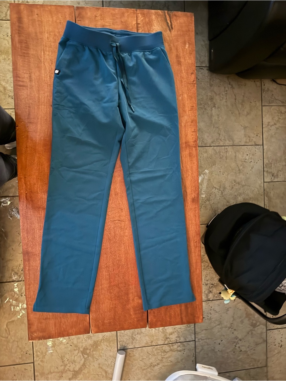 Jaanuu Caribbean blue Drawstring straight scrub Pants bottoms